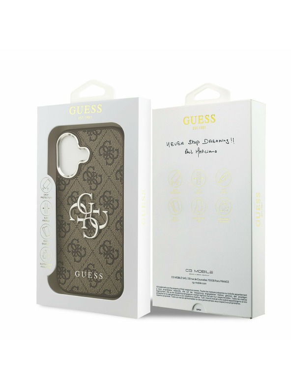 Guess Guess PU 4G Metal Logo Zadnji ovoj za iPhone 17 Silver Brown