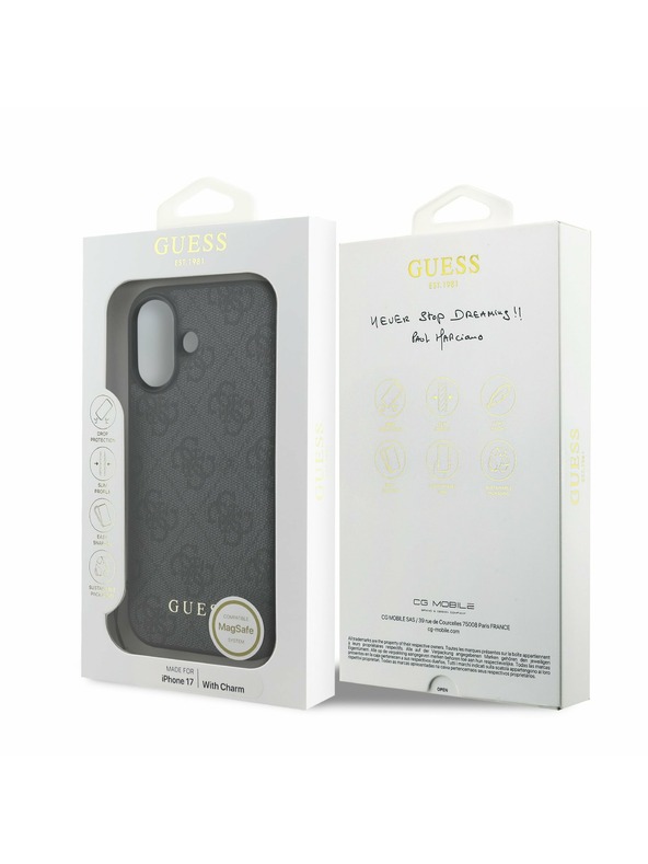 Guess Guess 4G Charm MagSafe Zadnja Ovojnica za iPhone 17 Tone on Tone Grey