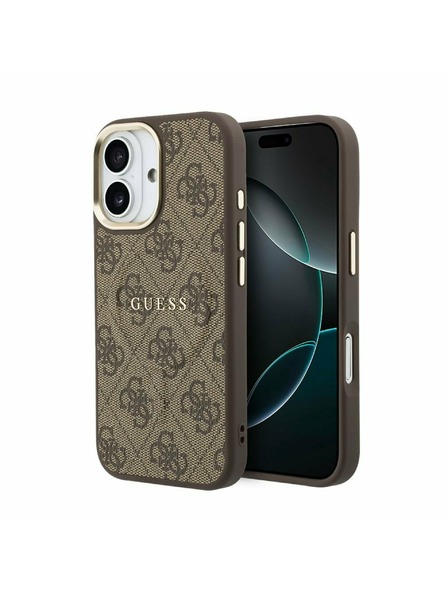 Guess Guess PU Leather 4G Gold Frame MagSafe Zadnja Ovojnica za iPhone 17 Brown