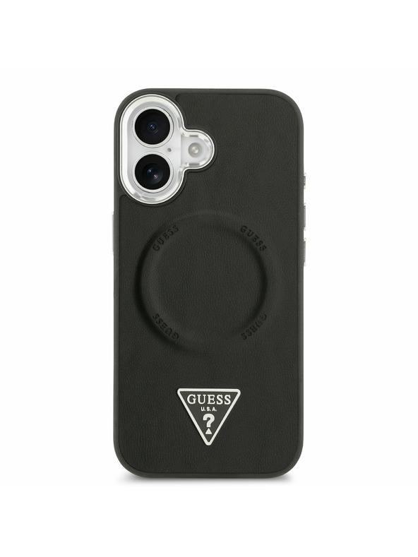 Guess Guess PU Leather Triangle Logo MagSafe Zadnja Ovojnica za iPhone 17 Black
