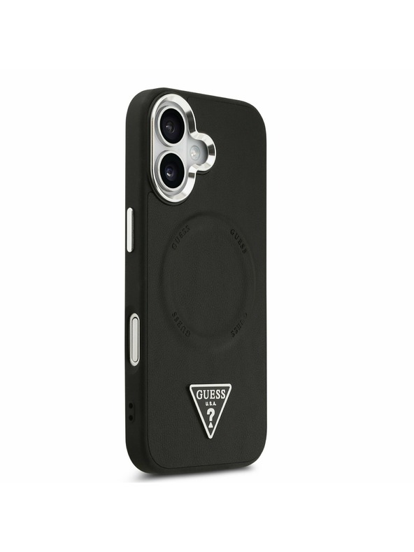 Guess Guess PU Leather Triangle Logo MagSafe Zadnja Ovojnica za iPhone 17 Black