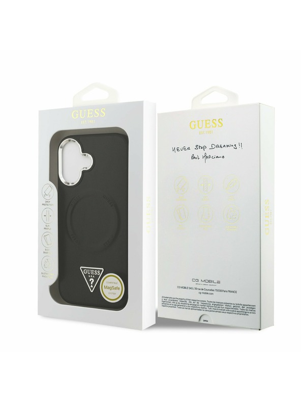 Guess Guess PU Leather Triangle Logo MagSafe Zadnja Ovojnica za iPhone 17 Black