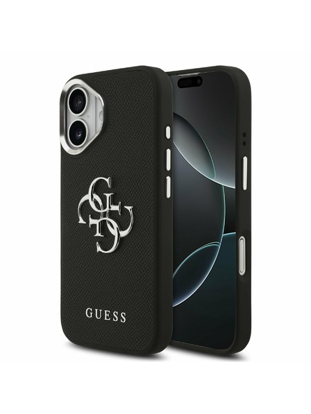 Guess Guess PU Grained 4G Metal Logo Zadnja Ovojnica za iPhone 17 Black