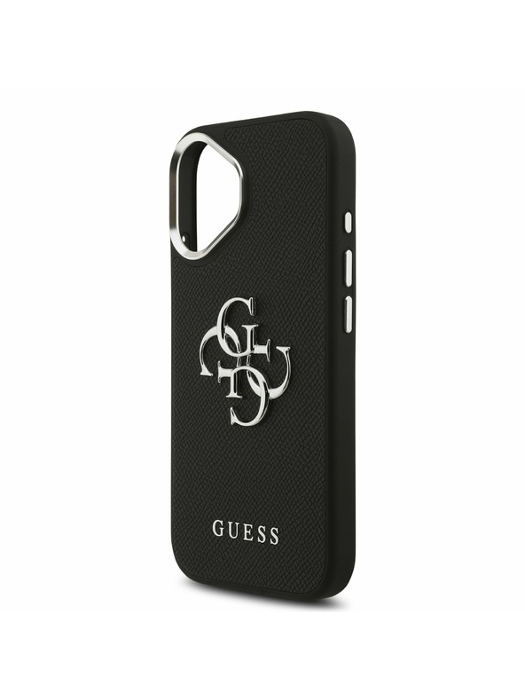 Guess Guess PU Grained 4G Metal Logo Zadnja Ovojnica za iPhone 17 Black