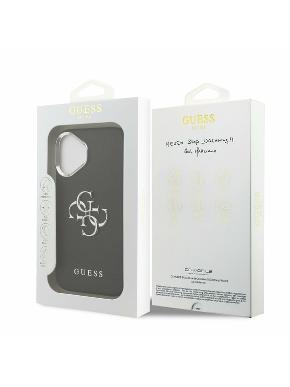 Guess Guess PU Grained 4G Metal Logo Zadnja Ovojnica za iPhone 17 Black