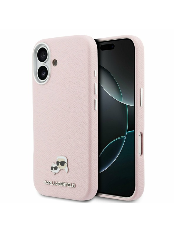 Karl Lagerfeld Karl Lagerfeld PU Karl and Choupette Heads Pins MagSafe Zadnja Ovojnica za iPhone 17 Pink
