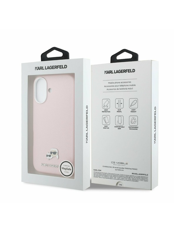 Karl Lagerfeld Karl Lagerfeld PU Karl and Choupette Heads Pins MagSafe Zadnja Ovojnica za iPhone 17 Pink