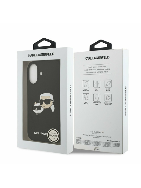 Karl Lagerfeld Karl Lagerfeld Liquid Silicone Double Heads MagSafe Zadnja Ovojnica za iPhone 17 Black