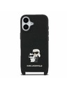 Karl Lagerfeld Karl Lagerfeld Saffiano Crossbody Naramnica Metal Karl and Choupette Zadnja Ovojnica za iPhone 17 Black
