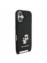 Karl Lagerfeld Karl Lagerfeld Saffiano Crossbody Naramnica Metal Karl and Choupette Zadnja Ovojnica za iPhone 17 Black