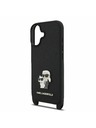 Karl Lagerfeld Karl Lagerfeld Saffiano Crossbody Naramnica Metal Karl and Choupette Zadnja Ovojnica za iPhone 17 Black