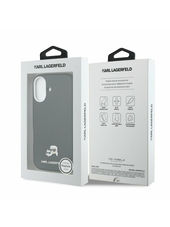 Karl Lagerfeld Karl Lagerfeld PU Karl and Choupette Heads Pins MagSafe Zadnja Ovojnica za iPhone 17 Black