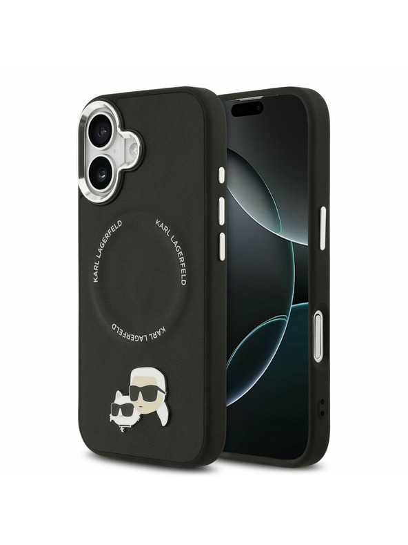 Karl Lagerfeld Karl Lagerfeld PU Karl and Choupette Heads Pins MagSafe Zadnja Ovojnica za iPhone 17 Black