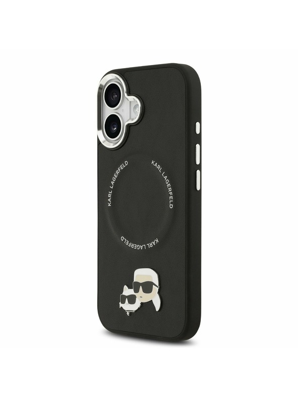 Karl Lagerfeld Karl Lagerfeld PU Karl and Choupette Heads Pins MagSafe Zadnja Ovojnica za iPhone 17 Black