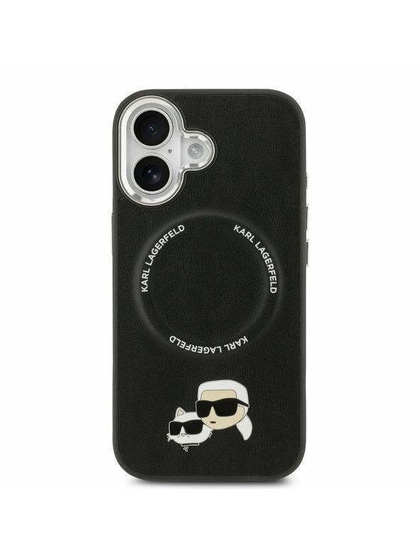 Karl Lagerfeld Karl Lagerfeld PU Karl and Choupette Heads Pins MagSafe Zadnja Ovojnica za iPhone 17 Black