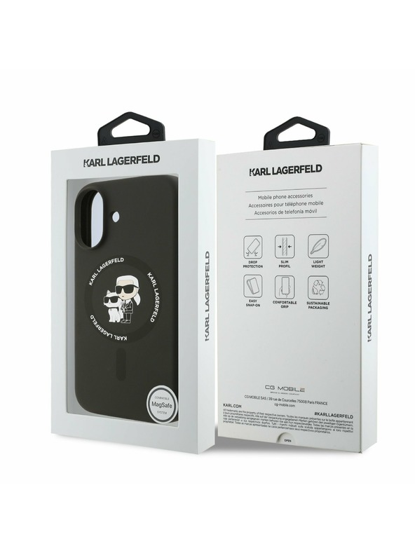 Karl Lagerfeld Karl Lagerfeld Liquid Silicone Karl and Choupette MagSafe Zadnja Ovojnica za iPhone 17 Black