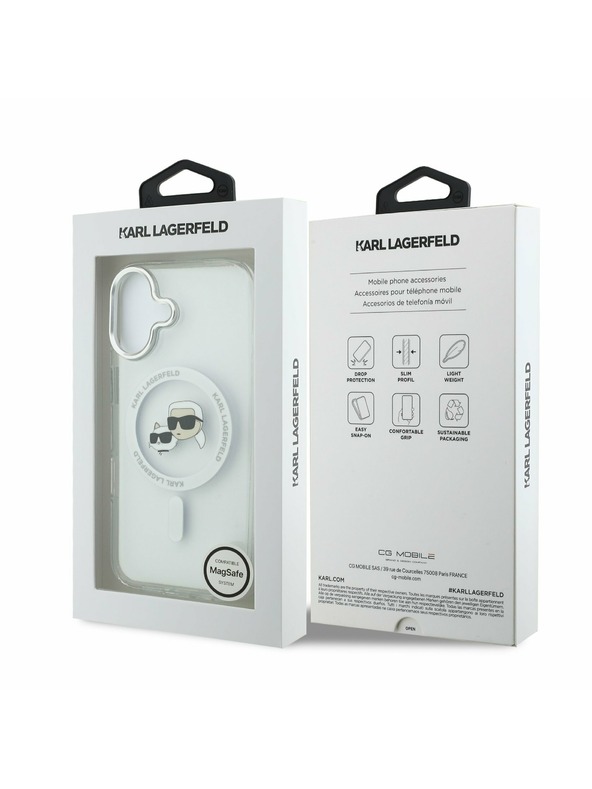 Karl Lagerfeld Karl Lagerfeld IML K&CH Heads Metal Frame MagSafe Zadnja Ovojnica za iPhone 17 Transparent