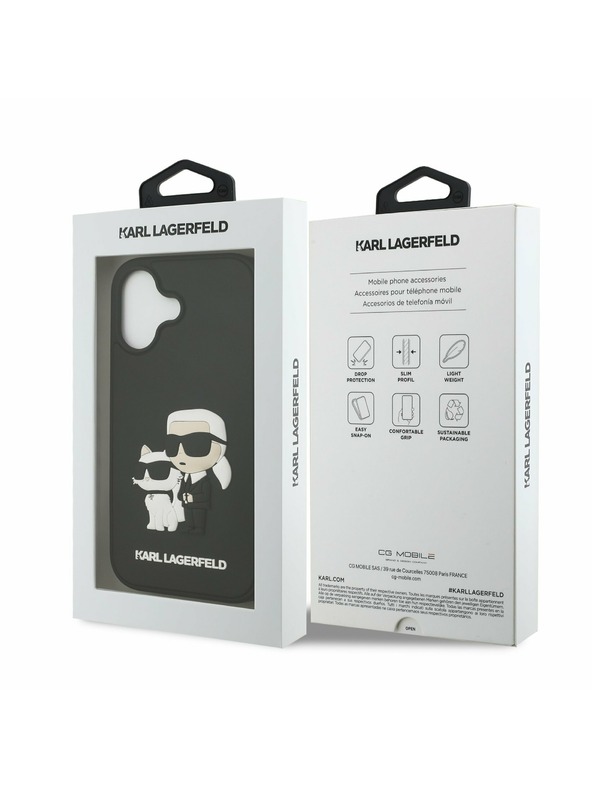 Karl Lagerfeld Karl Lagerfeld 3D Rubber Karl and Choupette Zadnja Ovojnica za iPhone 17 Black