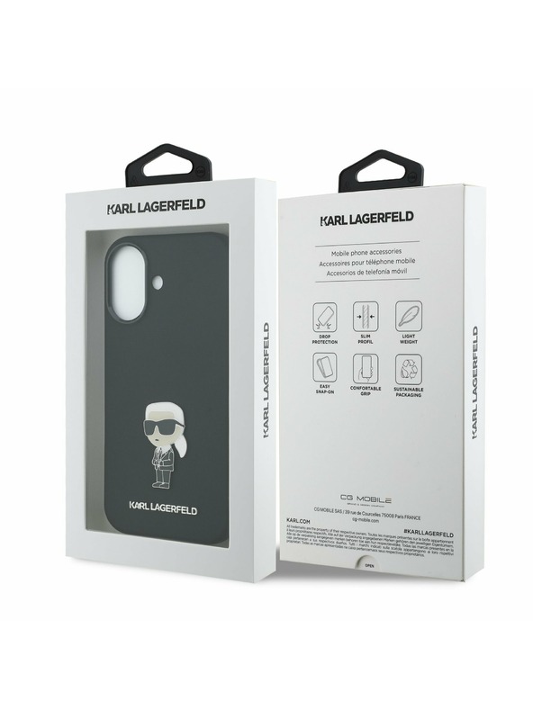 Karl Lagerfeld Karl Lagerfeld Liquid Silicone Metal Ikonik Zadnja Ovojnica za iPhone 17 Black