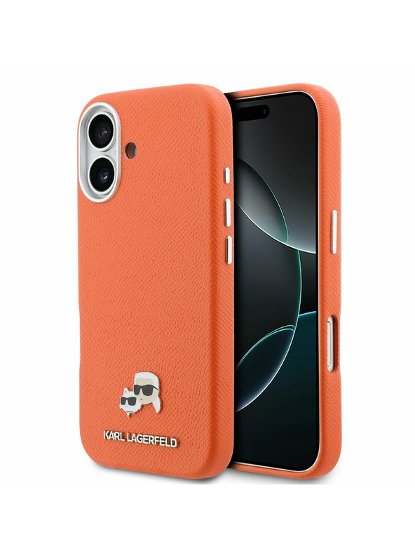 Karl Lagerfeld Karl Lagerfeld PU Karl and Choupette Heads Pins MagSafe Zadnja Ovojnica za iPhone 17 Orange