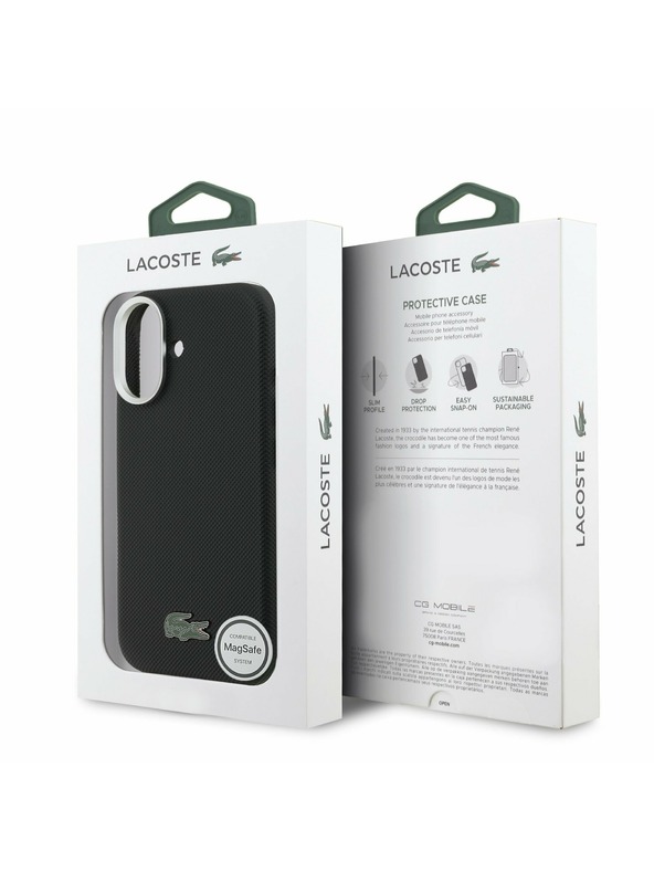 Lacoste Lacoste PVC Iconic Petit Pique Metal Logo MagSafe Zadnja Ovojnica za iPhone 17 Black