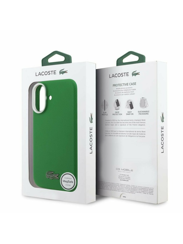 Lacoste Lacoste PVC Iconic Petit Pique Metal Logo MagSafe Zadnja Ovojnica za iPhone 17 Green