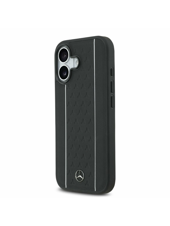 Mercedes Mercedes Leather Star Pattern and Stripes MagSafe Zadnja Ovojnica za iPhone 17 Black/White
