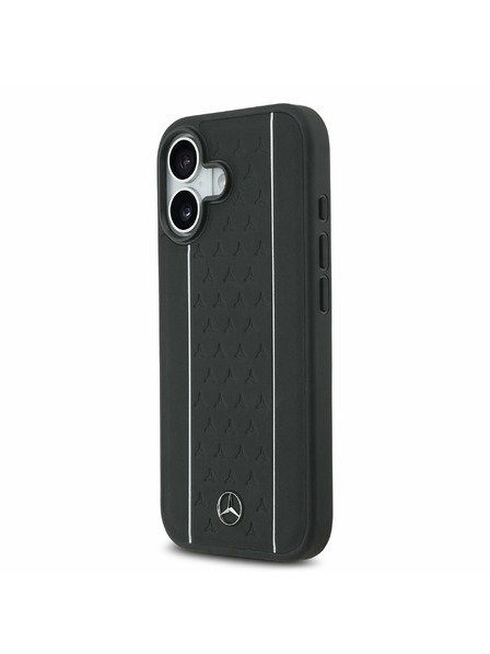 Mercedes Mercedes Leather Star Pattern and Stripes MagSafe Zadnja Ovojnica za iPhone 17 Black/White