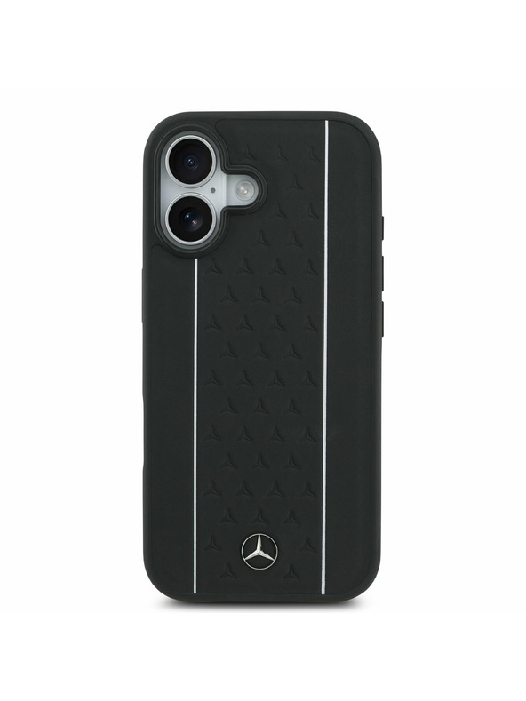 Mercedes Mercedes Leather Star Pattern and Stripes MagSafe Zadnja Ovojnica za iPhone 17 Black/White