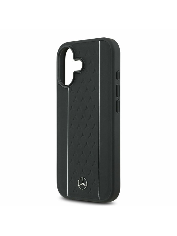 Mercedes Mercedes Leather Star Pattern and Stripes MagSafe Zadnja Ovojnica za iPhone 17 Black/White