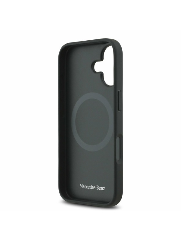 Mercedes Mercedes Leather Star Pattern and Stripes MagSafe Zadnja Ovojnica za iPhone 17 Black/White