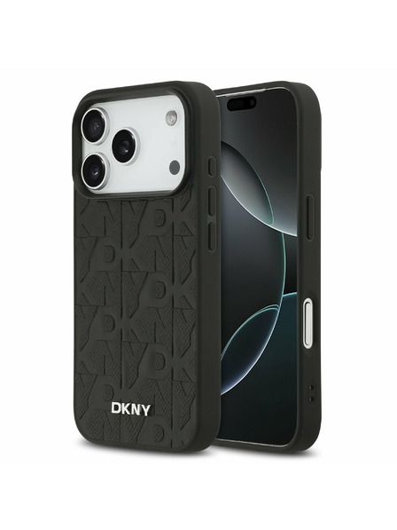 DKNY DKNY PU Leather Grid Pattern Magsafe Zadnji ovitek za iPhone 17 Pro Black