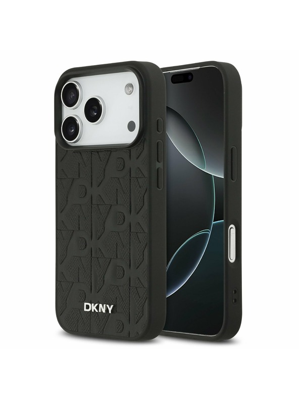 DKNY DKNY PU Leather Grid Pattern Magsafe Zadnji ovitek za iPhone 17 Pro Black
