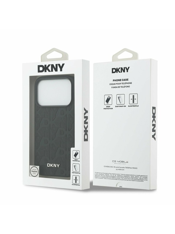 DKNY DKNY PU Leather Grid Pattern Magsafe Zadnji ovitek za iPhone 17 Pro Black