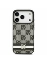 DKNY DKNY PU Leather Checkered Pattern and Stripe Zadnji ovitek za iPhone 17 Pro Black