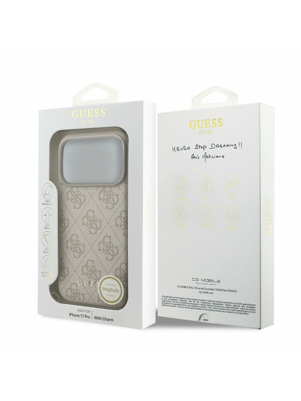 Guess Guess 4G Charm MagSafe Zadnji ovitek za iPhone 17 Pro Tone on Tone Pink