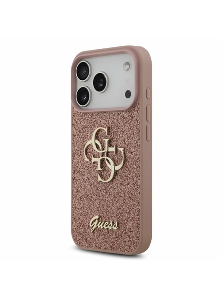 Guess Guess PU Fixed Glitter 4G Metal Logo Zadnji ovitek za iPhone 17 Pro Pink