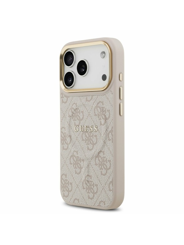 Guess Guess PU Leather 4G Gold Frame MagSafe Zadnji ovitek za iPhone 17 Pro Pink