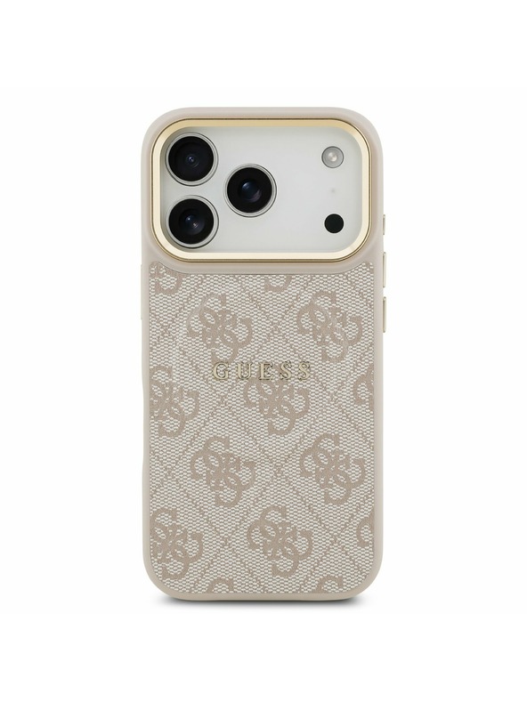 Guess Guess PU Leather 4G Gold Frame MagSafe Zadnji ovitek za iPhone 17 Pro Pink