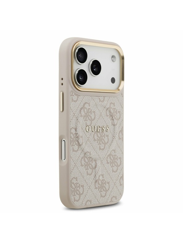 Guess Guess PU Leather 4G Gold Frame MagSafe Zadnji ovitek za iPhone 17 Pro Pink