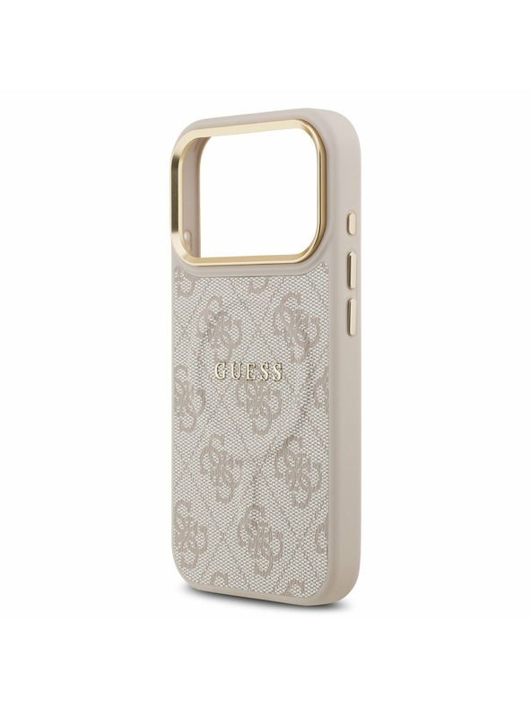 Guess Guess PU Leather 4G Gold Frame MagSafe Zadnji ovitek za iPhone 17 Pro Pink