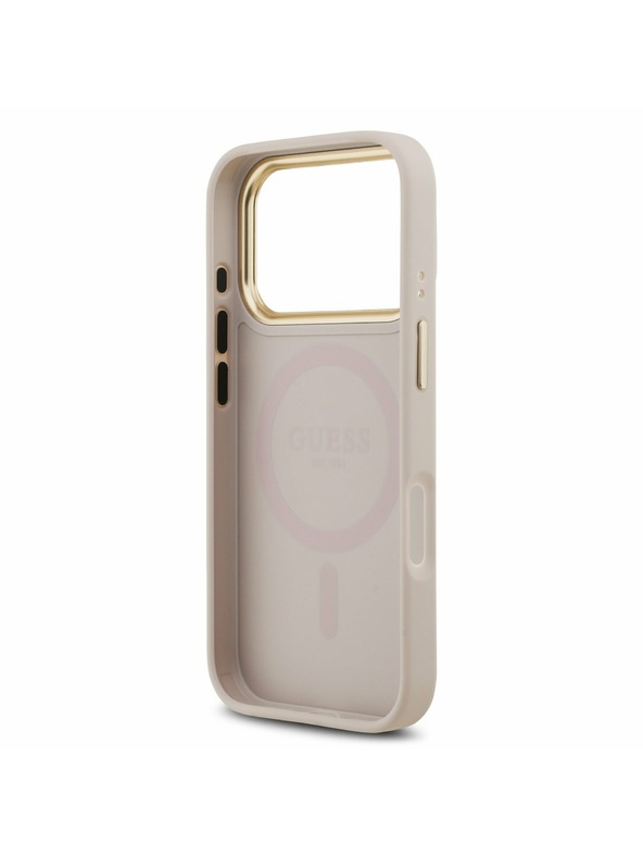 Guess Guess PU Leather 4G Gold Frame MagSafe Zadnji ovitek za iPhone 17 Pro Pink