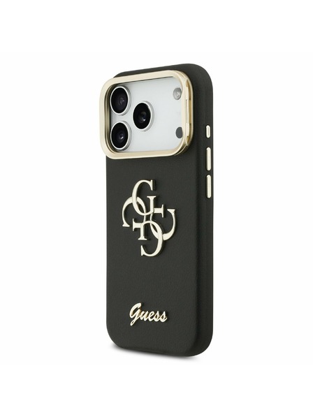 Guess Guess PU Grained 4G Logo Stand Camera Frame Zadnji ovitek za iPhone 17 Pro Black