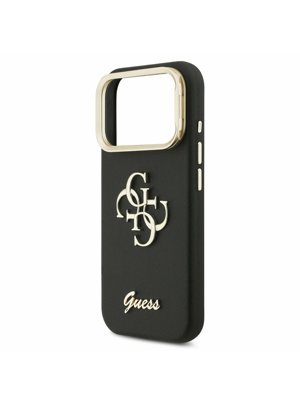 Guess Guess PU Grained 4G Logo Stand Camera Frame Zadnji ovitek za iPhone 17 Pro Black