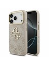 Guess Guess PU Leather 4G Metal Logo Gold Frame Zadnji ovitek za iPhone 17 Pro Pink