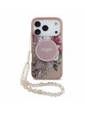 Guess Guess IML Flowers Strap MagSafe Zadnji ovitek za iPhone 17 Pro Pink