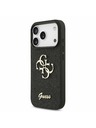 Guess Guess PU Fixed Glitter 4G Metal Logo Zadnji ovitek za iPhone 17 Pro Black