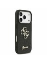 Guess Guess PU Fixed Glitter 4G Metal Logo Zadnji ovitek za iPhone 17 Pro Black
