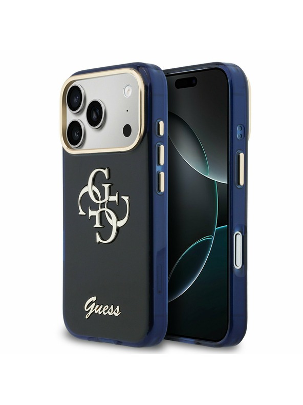 Guess Guess IML 4G Script Metal Logo Zadnji ovitek za iPhone 17 Pro Blue