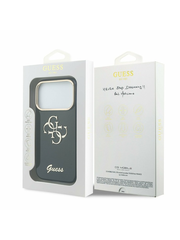 Guess Guess IML 4G Script Metal Logo Zadnji ovitek za iPhone 17 Pro Blue